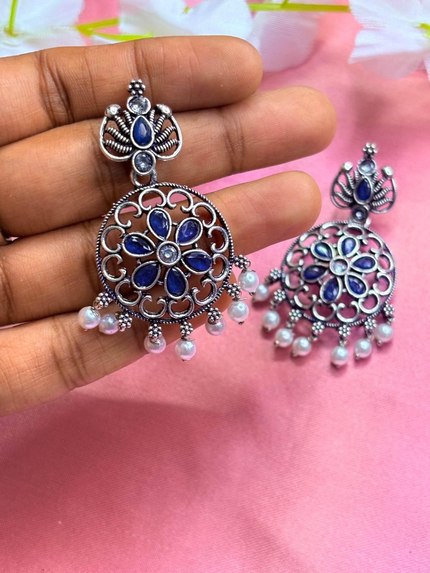 Blue Kundan earrings