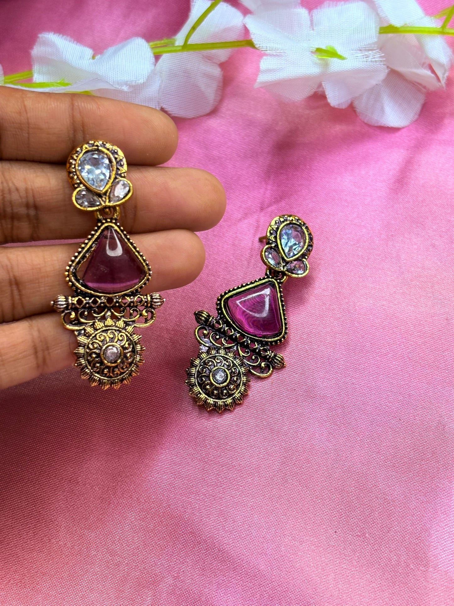 Pink Kundan Earrings