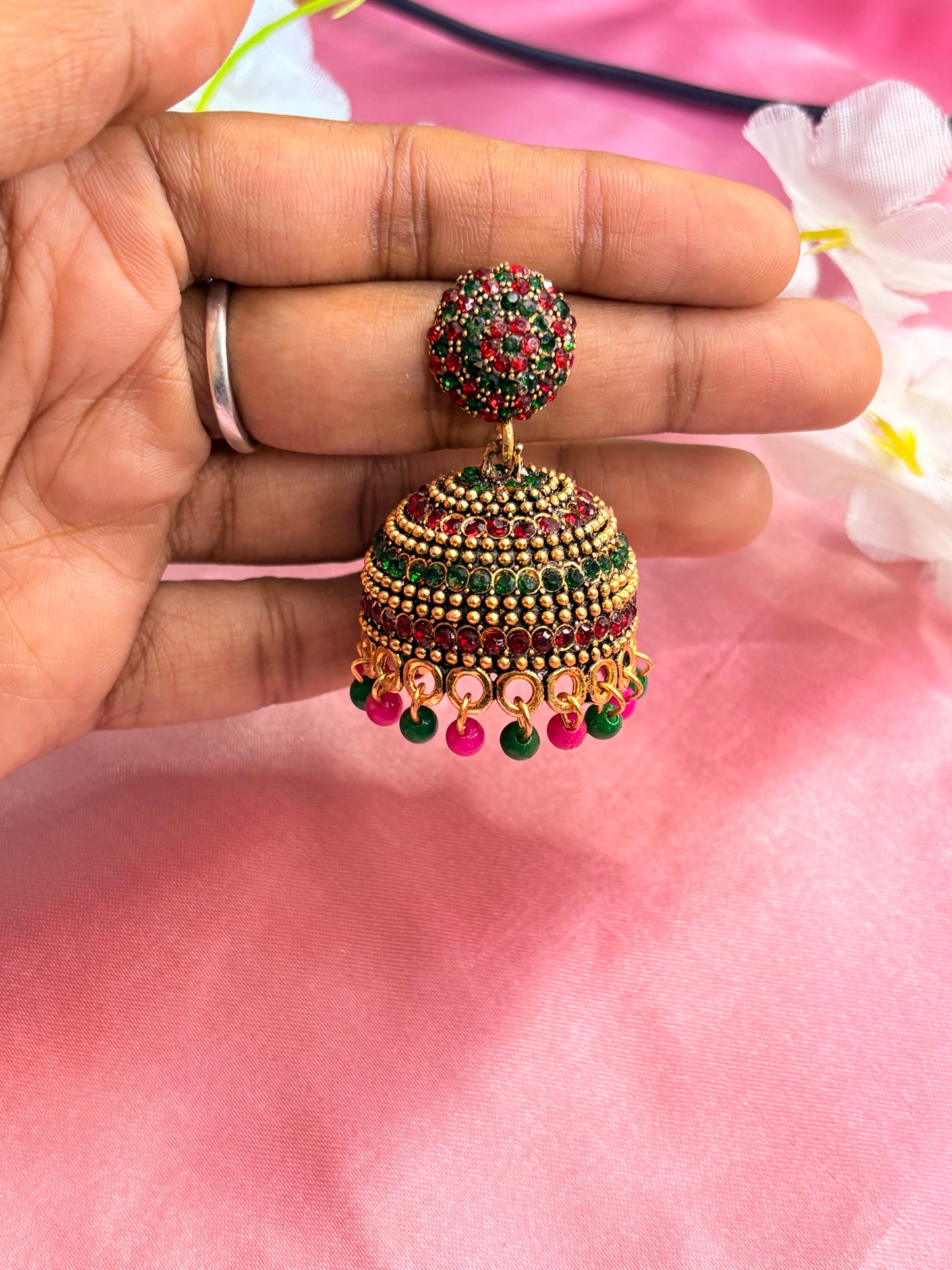 Multi colour kundan earrings