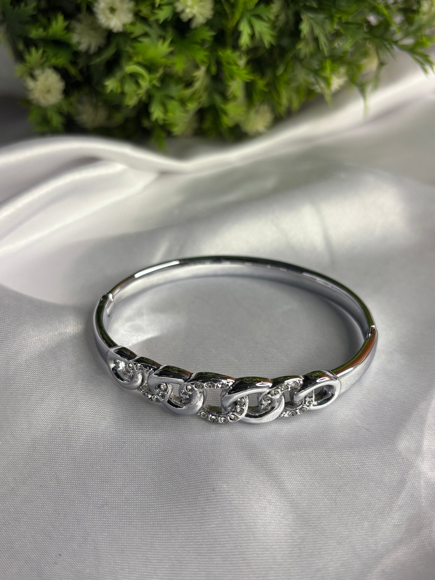 Linked Silver Cuff Bracelet