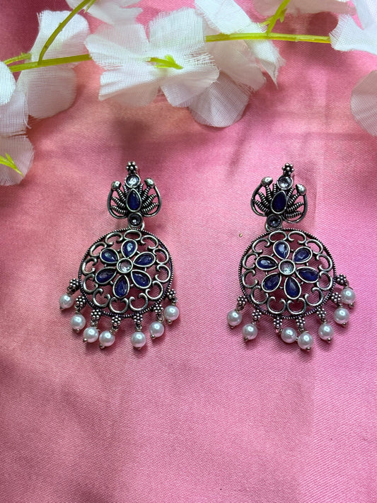 Blue Kundan earrings