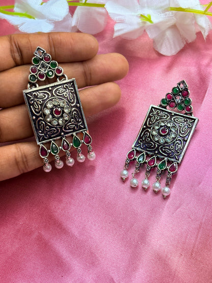 Multi Stone with pearls earrings