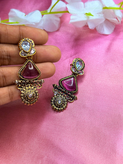 Pink Kundan Earrings