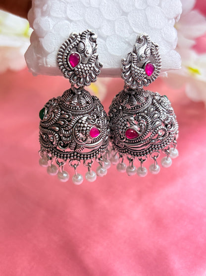 Pink Kundan pearls earrings