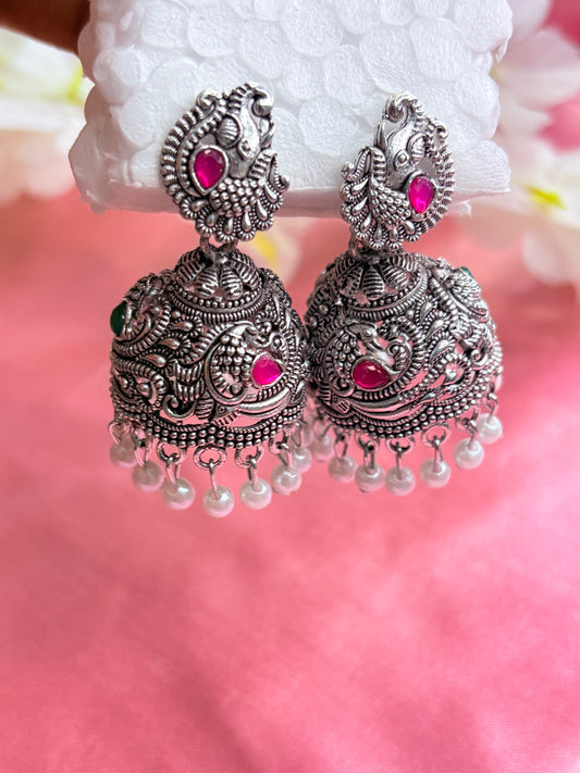 Pink Kundan pearls earrings