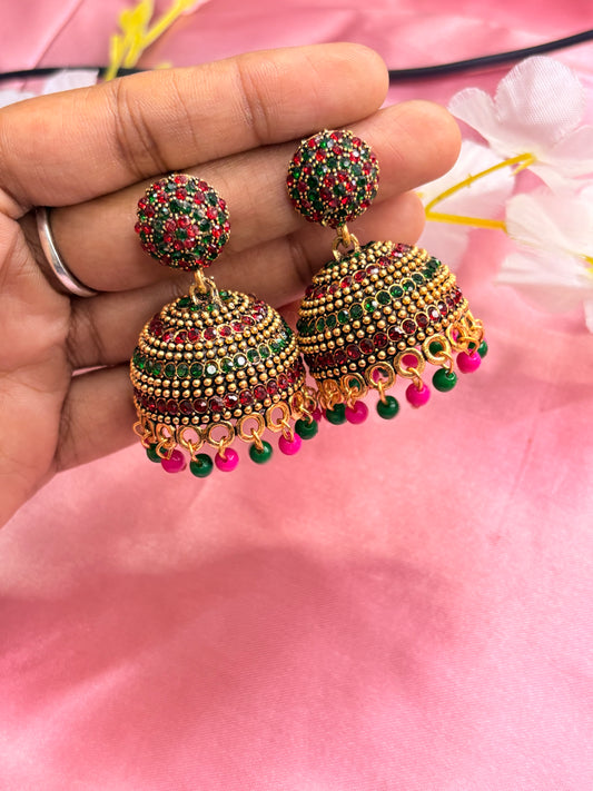 Multi colour kundan earrings