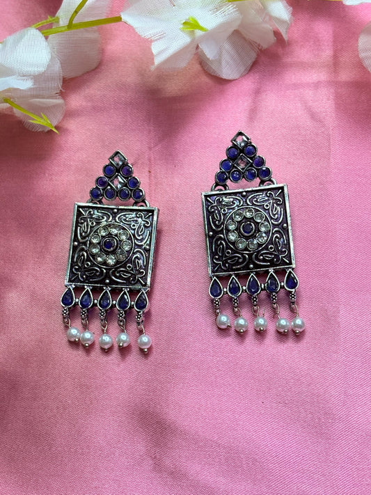 Blue Gemstones with pearls earrings