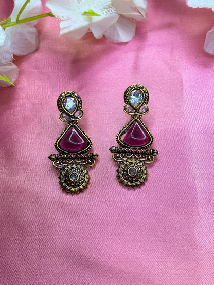 Pink Kundan Earrings