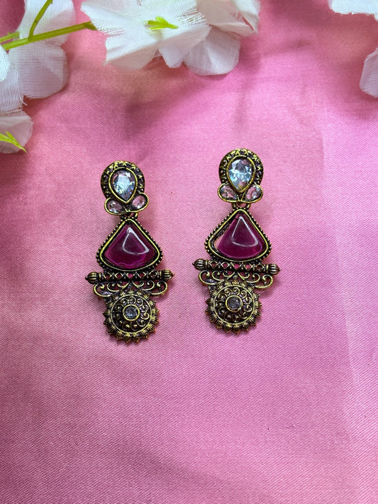 Pink Kundan Earrings