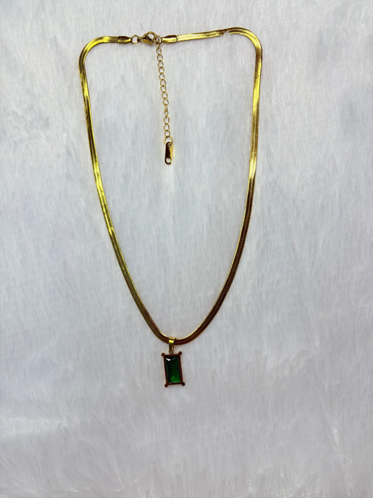 Green Pendant Snake Chain