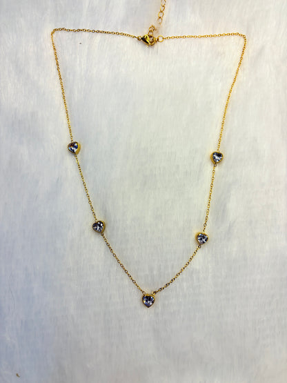 White Heartshaped Nacklace Set With Earrings