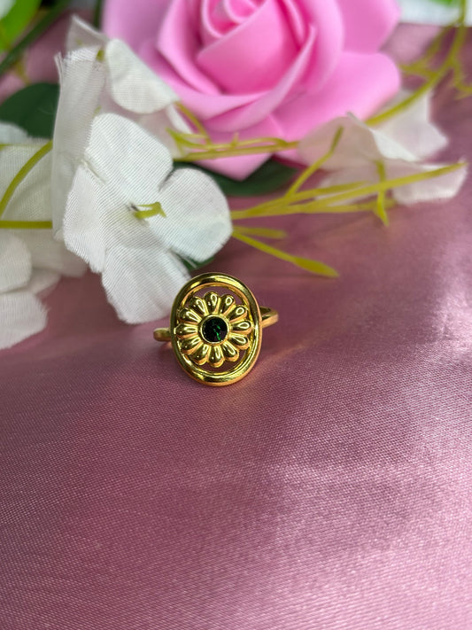 Green Sunflower Ring